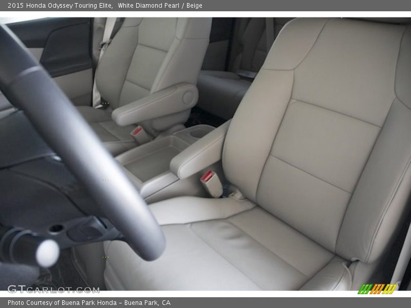 White Diamond Pearl / Beige 2015 Honda Odyssey Touring Elite