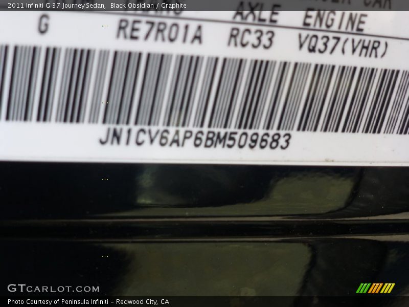 Black Obsidian / Graphite 2011 Infiniti G 37 Journey Sedan