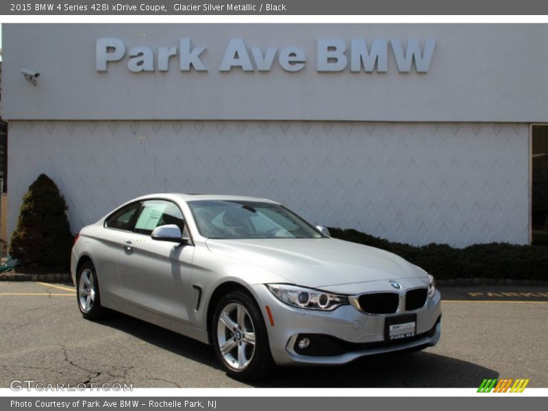 Glacier Silver Metallic / Black 2015 BMW 4 Series 428i xDrive Coupe