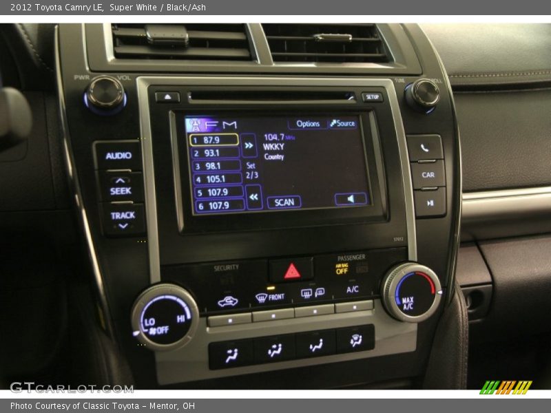 Super White / Black/Ash 2012 Toyota Camry LE