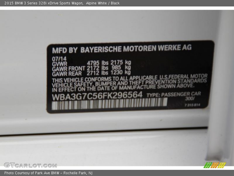 Alpine White / Black 2015 BMW 3 Series 328i xDrive Sports Wagon