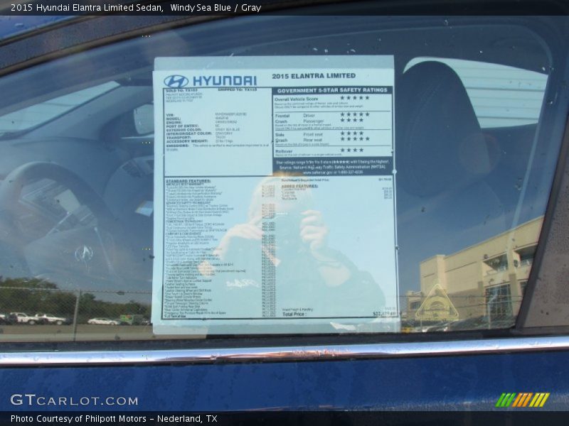 Windy Sea Blue / Gray 2015 Hyundai Elantra Limited Sedan