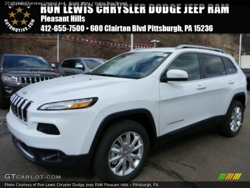 Bright White / Indigo Blue/Brown 2015 Jeep Cherokee Limited 4x4