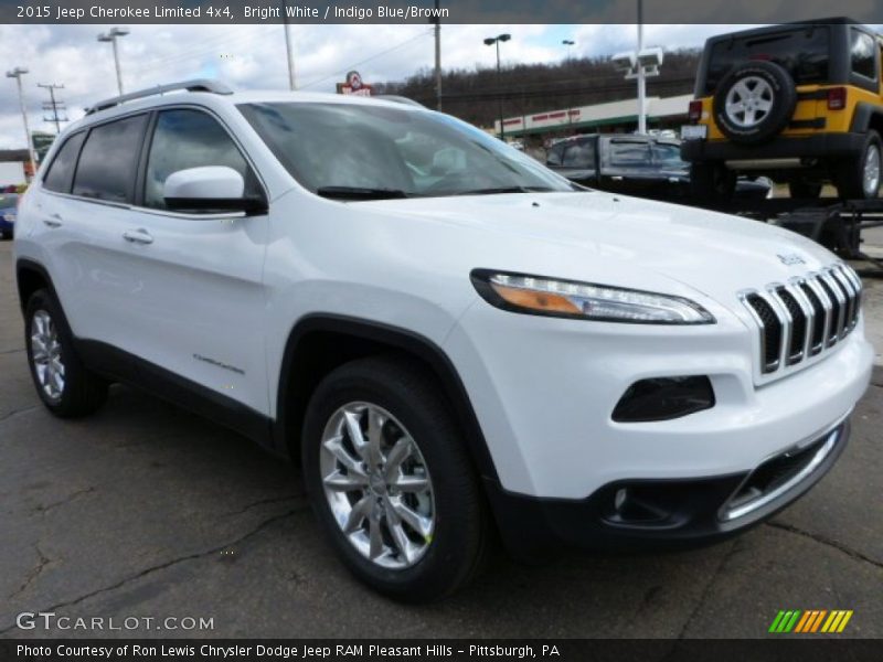 Bright White / Indigo Blue/Brown 2015 Jeep Cherokee Limited 4x4