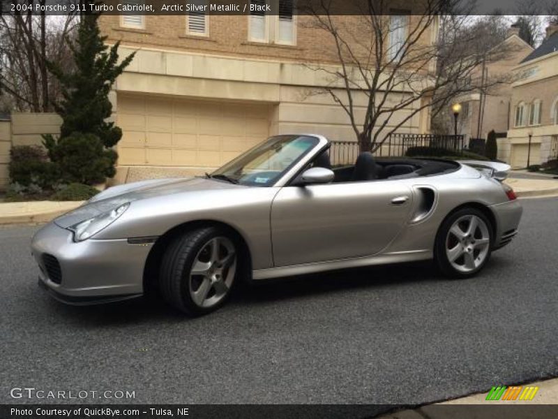 Arctic Silver Metallic / Black 2004 Porsche 911 Turbo Cabriolet