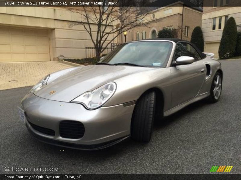 Arctic Silver Metallic / Black 2004 Porsche 911 Turbo Cabriolet