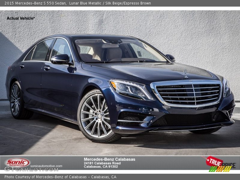 Lunar Blue Metallic / Silk Beige/Espresso Brown 2015 Mercedes-Benz S 550 Sedan