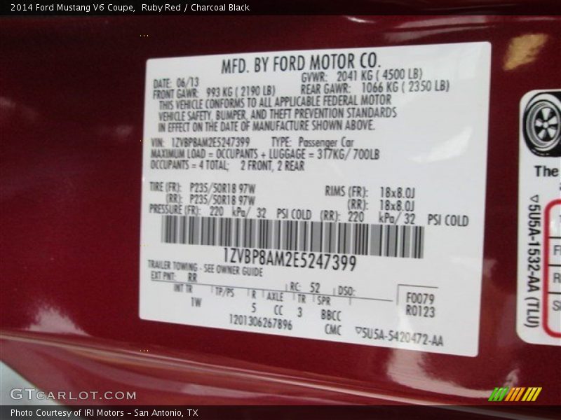 Ruby Red / Charcoal Black 2014 Ford Mustang V6 Coupe