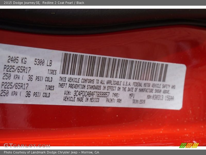 Redline 2 Coat Pearl / Black 2015 Dodge Journey SE
