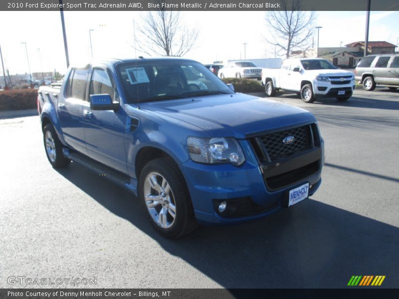 Blue Flame Metallic / Adrenalin Charcoal Black 2010 Ford Explorer Sport Trac Adrenalin AWD
