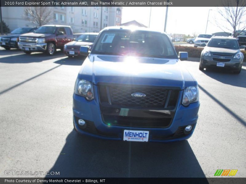 Blue Flame Metallic / Adrenalin Charcoal Black 2010 Ford Explorer Sport Trac Adrenalin AWD