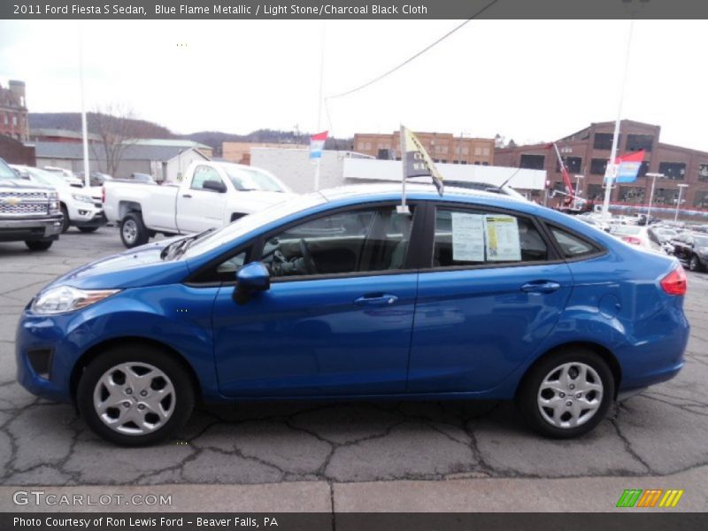 Blue Flame Metallic / Light Stone/Charcoal Black Cloth 2011 Ford Fiesta S Sedan