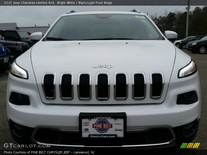 Bright White / Black/Light Frost Beige 2015 Jeep Cherokee Limited 4x4