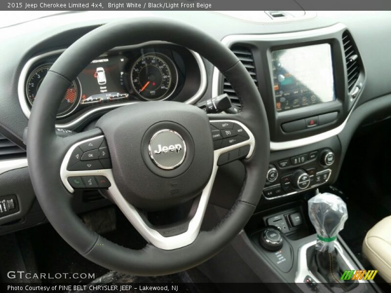 Bright White / Black/Light Frost Beige 2015 Jeep Cherokee Limited 4x4