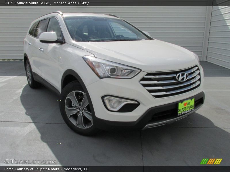 Monaco White / Gray 2015 Hyundai Santa Fe GLS