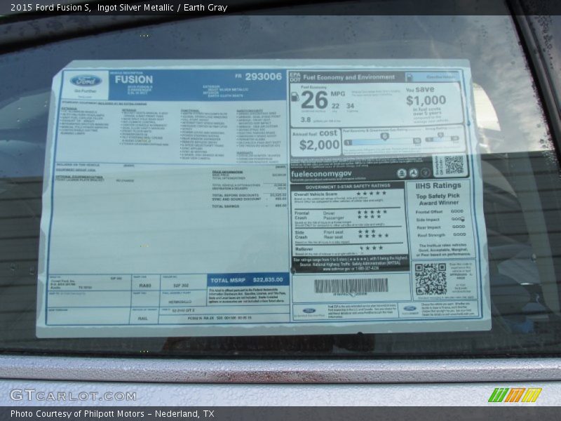 Ingot Silver Metallic / Earth Gray 2015 Ford Fusion S