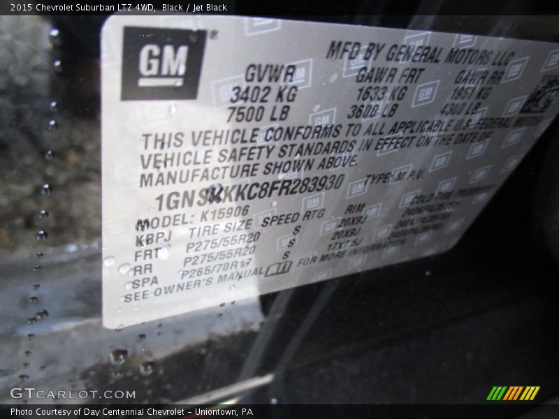 Black / Jet Black 2015 Chevrolet Suburban LTZ 4WD