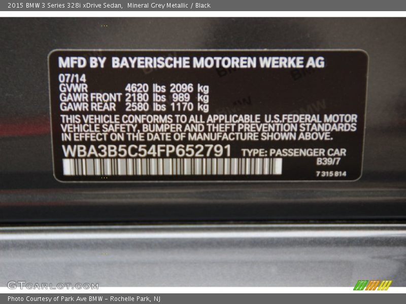 2015 3 Series 328i xDrive Sedan Mineral Grey Metallic Color Code B39