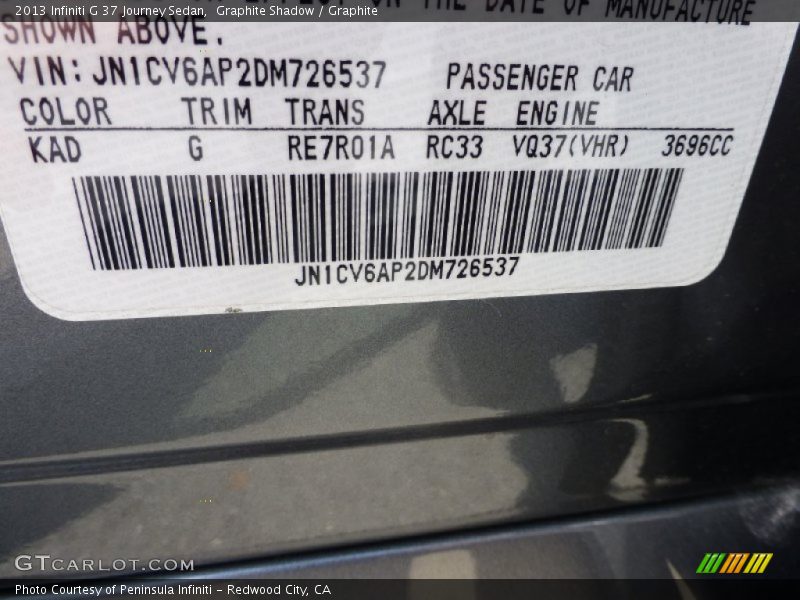 Graphite Shadow / Graphite 2013 Infiniti G 37 Journey Sedan