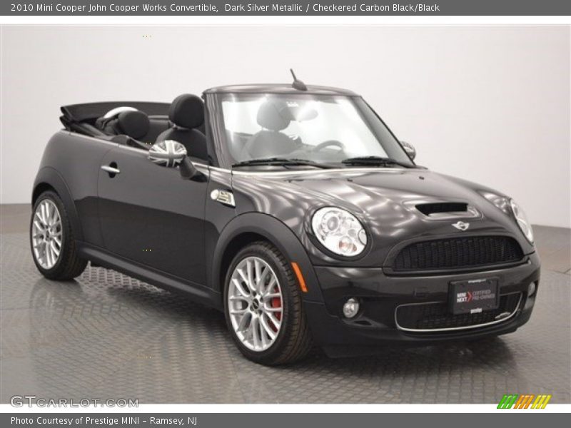 Dark Silver Metallic / Checkered Carbon Black/Black 2010 Mini Cooper John Cooper Works Convertible
