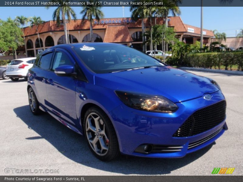 Performance Blue / ST Charcoal Black Recaro Sport Seats 2014 Ford Focus ST Hatchback