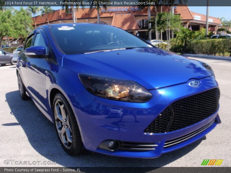 Performance Blue / ST Charcoal Black Recaro Sport Seats 2014 Ford Focus ST Hatchback