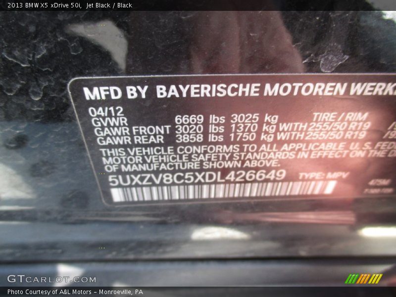 Jet Black / Black 2013 BMW X5 xDrive 50i