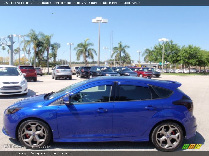 Performance Blue / ST Charcoal Black Recaro Sport Seats 2014 Ford Focus ST Hatchback