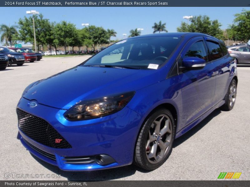 Performance Blue / ST Charcoal Black Recaro Sport Seats 2014 Ford Focus ST Hatchback