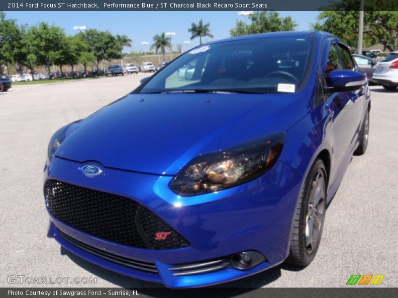 Performance Blue / ST Charcoal Black Recaro Sport Seats 2014 Ford Focus ST Hatchback