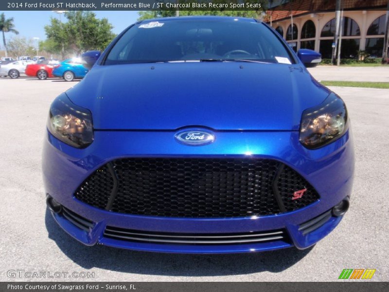 Performance Blue / ST Charcoal Black Recaro Sport Seats 2014 Ford Focus ST Hatchback