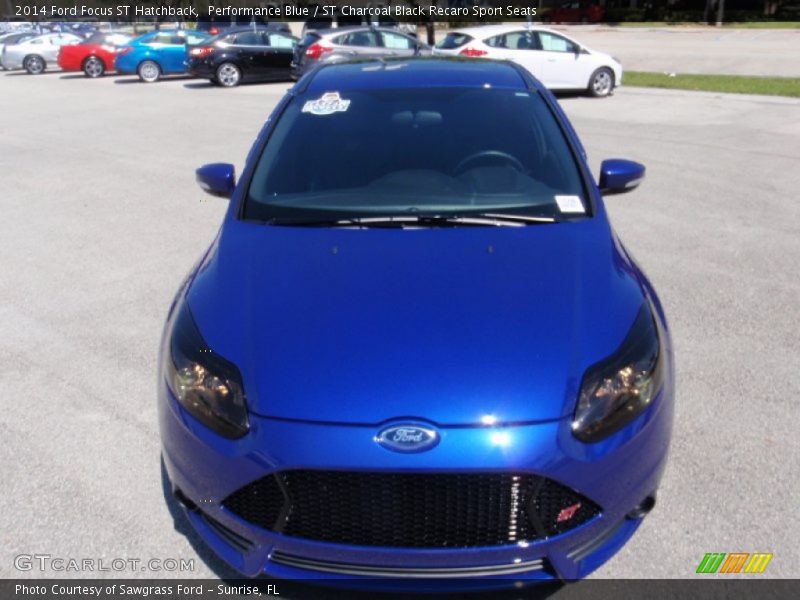 Performance Blue / ST Charcoal Black Recaro Sport Seats 2014 Ford Focus ST Hatchback