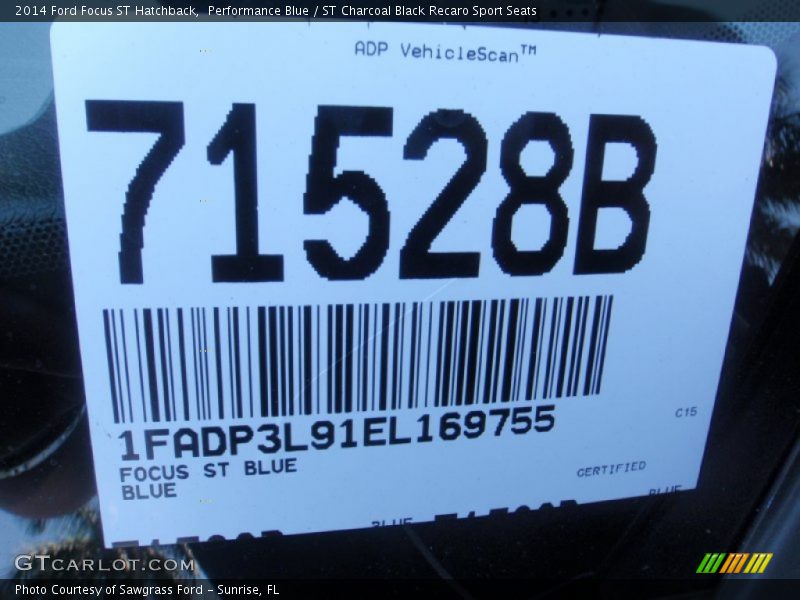 Performance Blue / ST Charcoal Black Recaro Sport Seats 2014 Ford Focus ST Hatchback