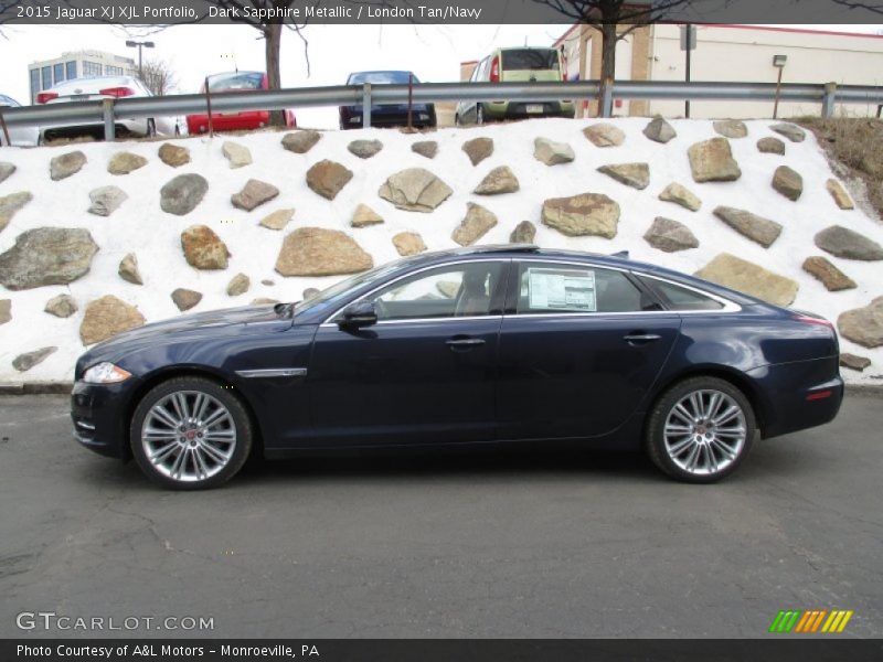 Dark Sapphire Metallic / London Tan/Navy 2015 Jaguar XJ XJL Portfolio