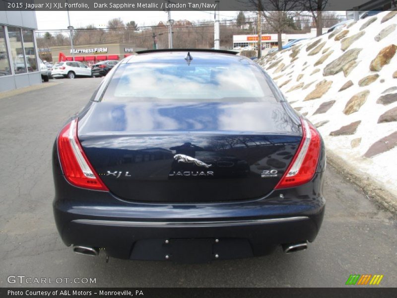 Dark Sapphire Metallic / London Tan/Navy 2015 Jaguar XJ XJL Portfolio