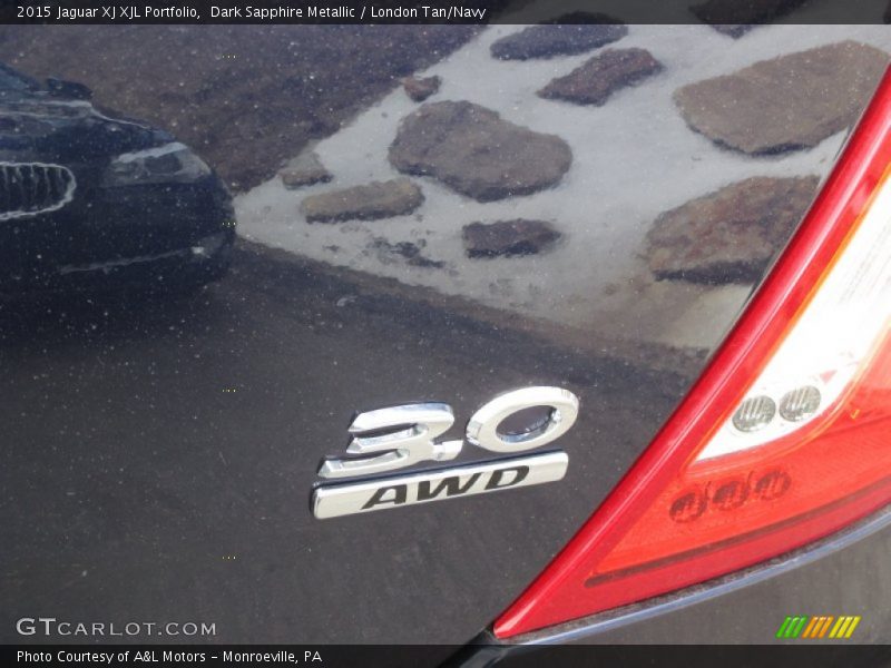 Dark Sapphire Metallic / London Tan/Navy 2015 Jaguar XJ XJL Portfolio