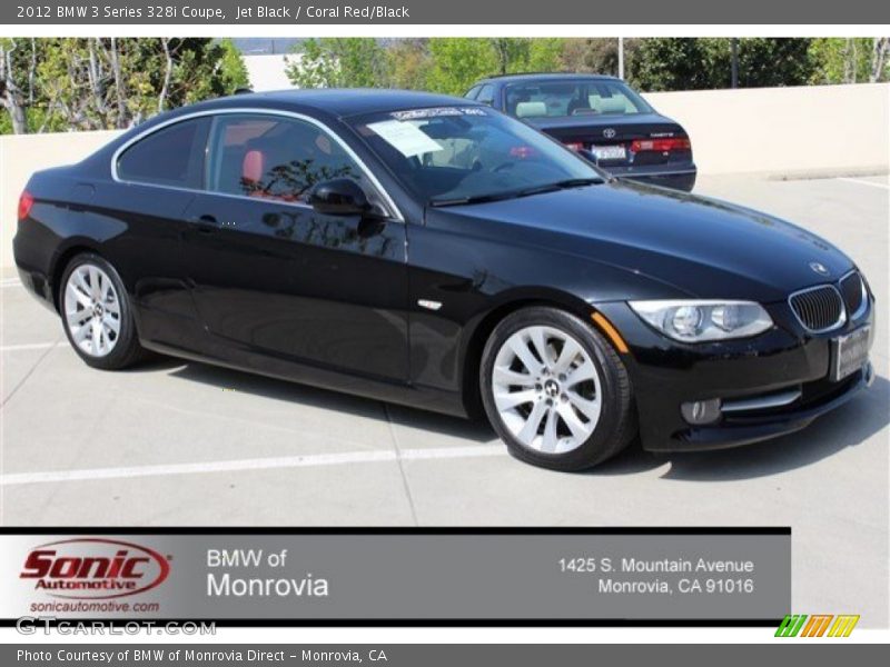 Jet Black / Coral Red/Black 2012 BMW 3 Series 328i Coupe