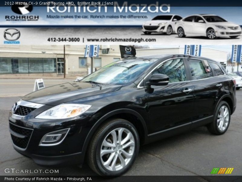 Brilliant Black / Sand 2012 Mazda CX-9 Grand Touring AWD