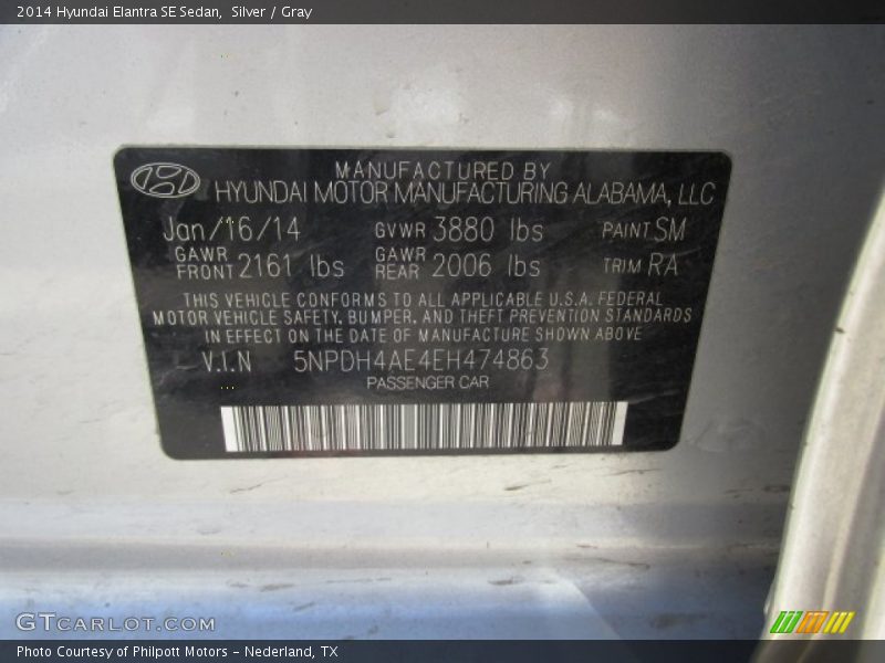 Silver / Gray 2014 Hyundai Elantra SE Sedan