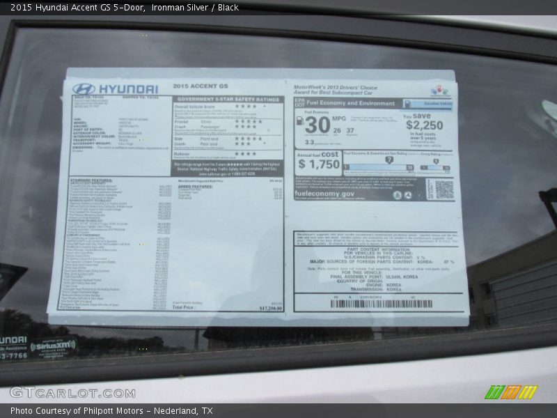 Ironman Silver / Black 2015 Hyundai Accent GS 5-Door