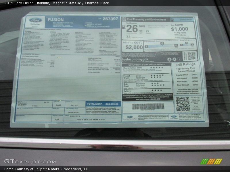 Magnetic Metallic / Charcoal Black 2015 Ford Fusion Titanium