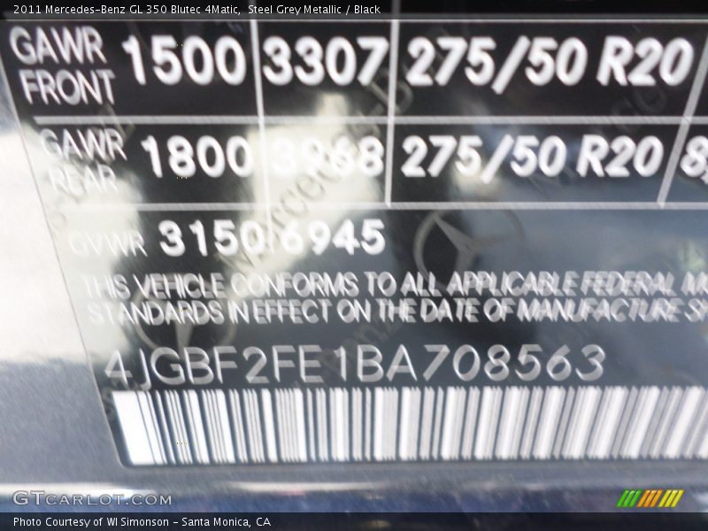 Steel Grey Metallic / Black 2011 Mercedes-Benz GL 350 Blutec 4Matic