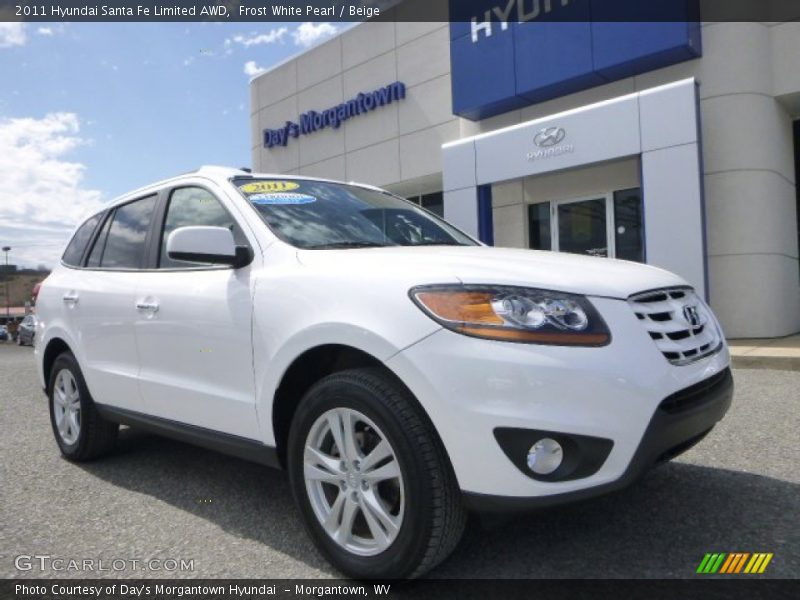 Frost White Pearl / Beige 2011 Hyundai Santa Fe Limited AWD