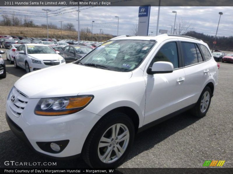 Frost White Pearl / Beige 2011 Hyundai Santa Fe Limited AWD