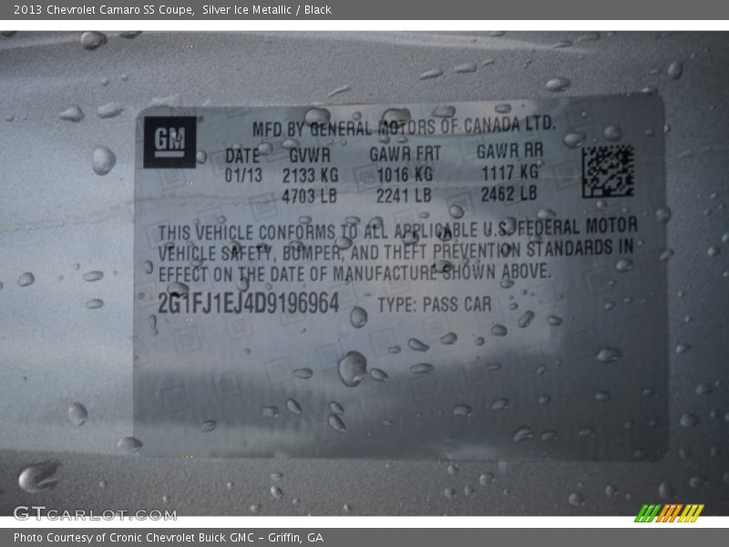 Silver Ice Metallic / Black 2013 Chevrolet Camaro SS Coupe