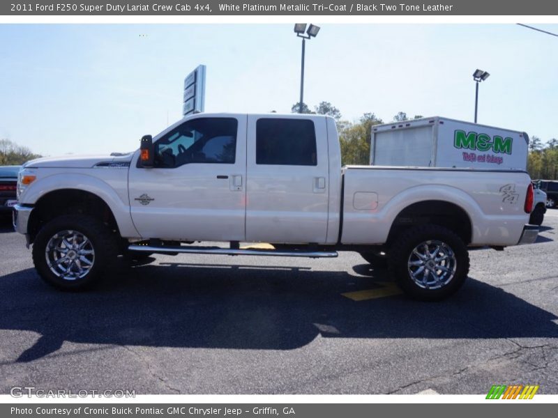 White Platinum Metallic Tri-Coat / Black Two Tone Leather 2011 Ford F250 Super Duty Lariat Crew Cab 4x4