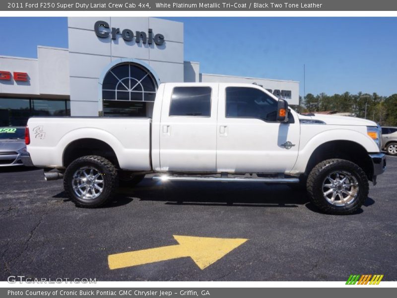White Platinum Metallic Tri-Coat / Black Two Tone Leather 2011 Ford F250 Super Duty Lariat Crew Cab 4x4