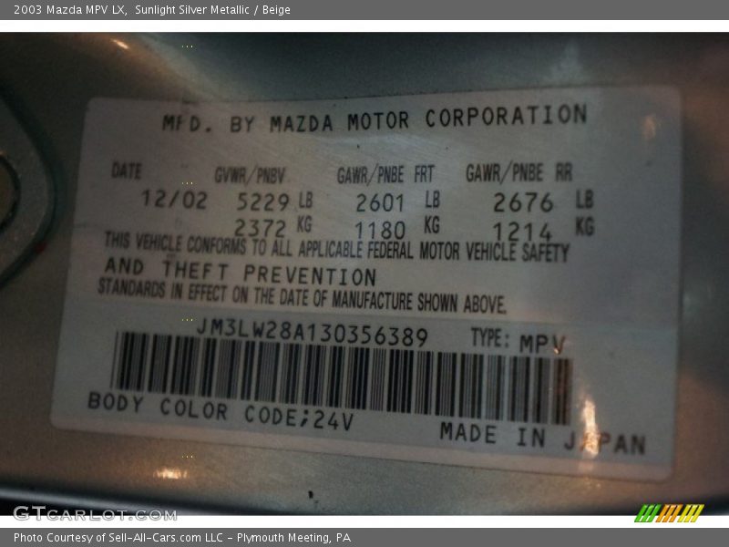 Sunlight Silver Metallic / Beige 2003 Mazda MPV LX