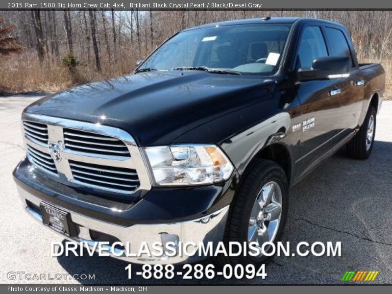 Brilliant Black Crystal Pearl / Black/Diesel Gray 2015 Ram 1500 Big Horn Crew Cab 4x4