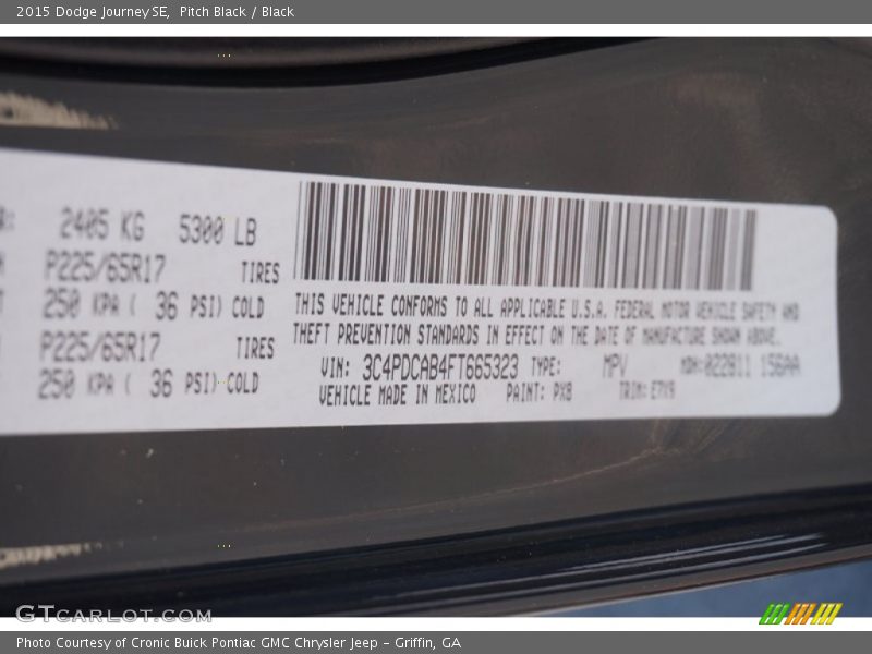Pitch Black / Black 2015 Dodge Journey SE